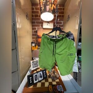 Mens Swim Trunks Medium Black Green